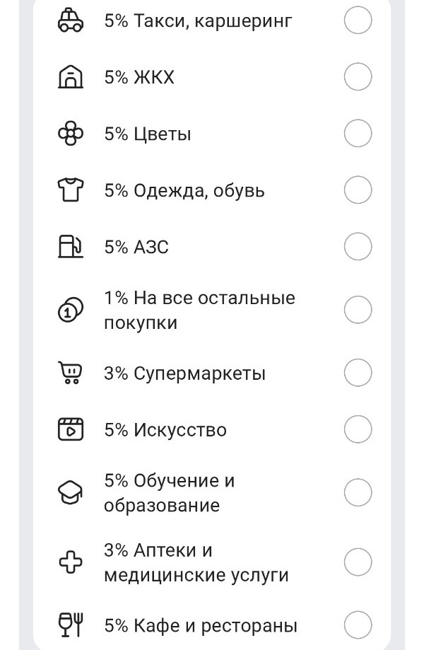 Категории кэшбэка ОТП на июнь